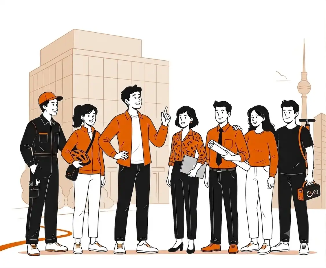 Illustration eines Teams der velolease.