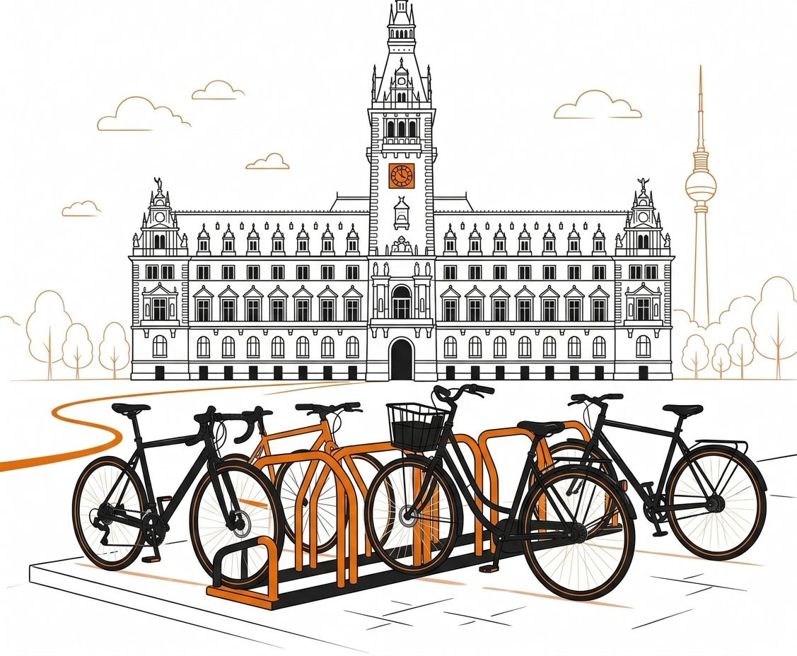Diensträder vor Rathaus am Fahrradständer