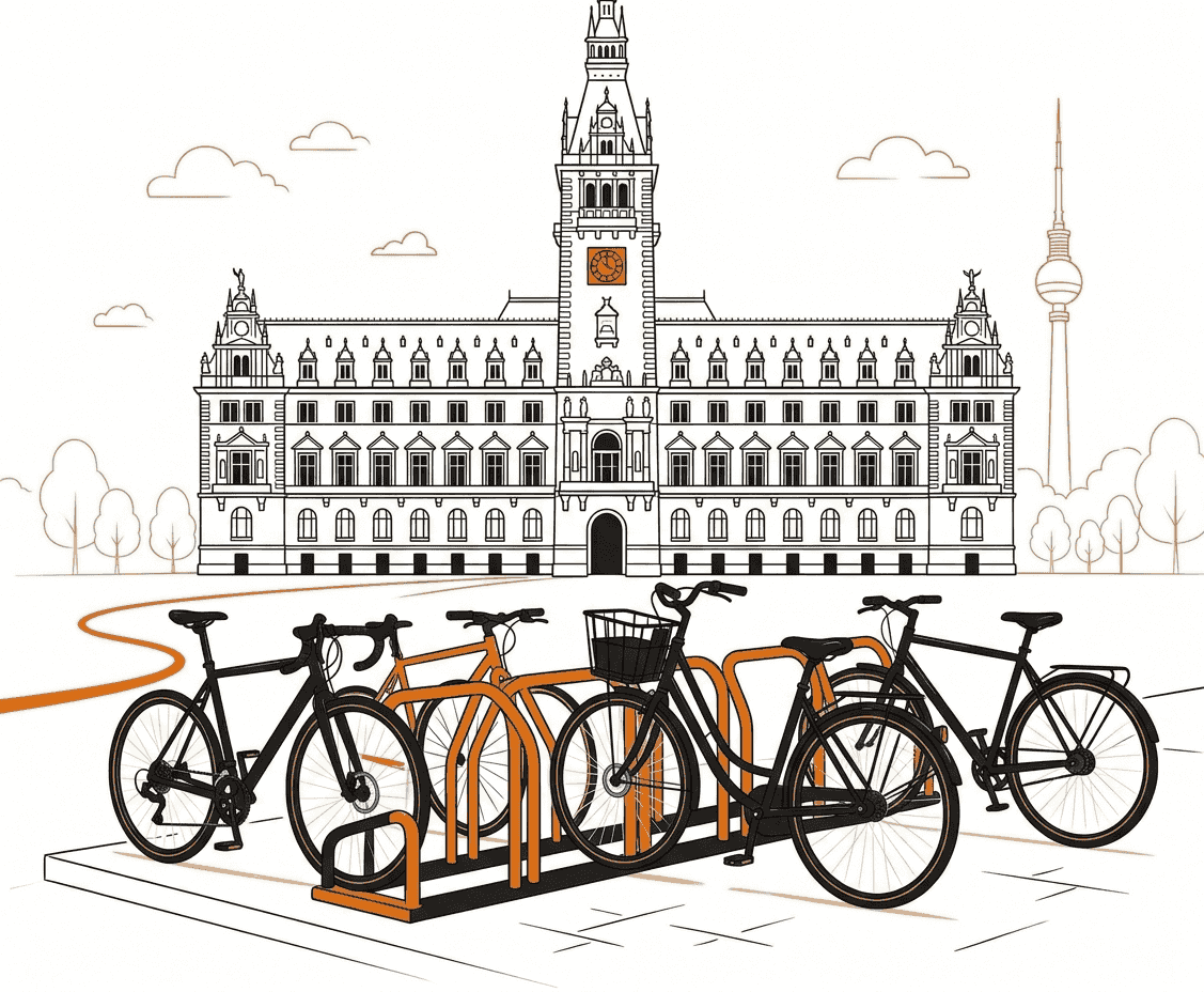 Diensträder vor Rathaus am Fahrradständer